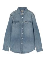 Ralph Lauren Kids chemise en jean à boutonnière - Bleu