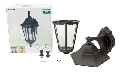 Smartwares Wandleuchte Classico Aluminium/Glas/schwarz 10.009.09 Buitenlamp (wand) E27 Zwart