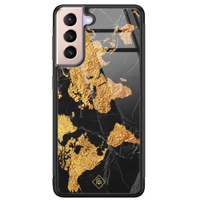 Samsung Galaxy S21 Plus glazen hardcase - Wereldkaart Samsung Galaxy S21 Plus glazen hardcase - Wereldkaart