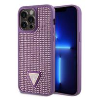 iPhone 15 Pro Max Guess Rhinestones Triangle Metal Logo Case - Purple - thumbnail