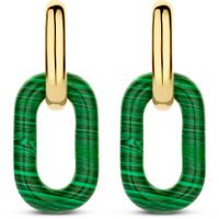 TI SENTO-Milano 7903MA Oorhangers Malachiet zilver goud-en zilverkleurig-groen 27 mm - thumbnail