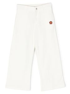 Kenzo Kids pantalon en coton à logo brodé - Tons neutres