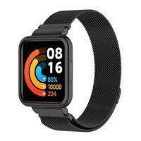 By Qubix - Milanese bandje met case - Zwart - Xiaomi Redmi Watch 2 (Lite)