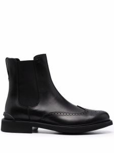 Tod's bottines en cuir à détails de perforations - Noir