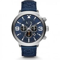 Horlogeband Armani Exchange AX1373 Leder/Textiel Blauw 22mm - thumbnail