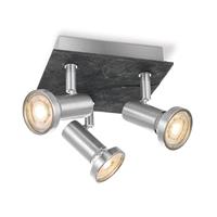 Home Sweet Home Moderne LED Opbouwspot Stone | 16.5/16.5/14.5cm | Geborsteld staal | 3 lichts | metaal | Dimbaar | inclusief LED lichtbron | GU10 | 5W | 390lm | warm wit licht