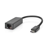 NEDIS USB-netwerkadapter USB 3.2 Gen 1 | 2.5 Gbps | USB-C-stekker | RJ45-aansluiting | 0,20 m | rond | vernikkeld | vertind koper | zwart | box