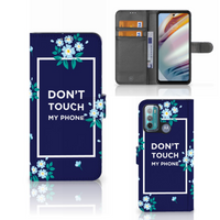 Motorola Moto G60 Portemonnee Hoesje Flowers Blue DTMP - thumbnail