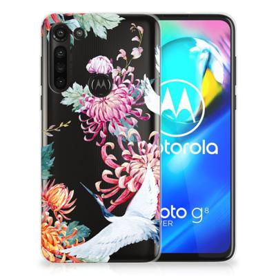 Motorola Moto G8 Power TPU Hoesje Bird Flowers Motorola Moto G8 Power TPU Hoesje Bird Flowers