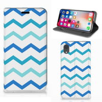 Apple iPhone Xr Hoesje met Magneet Zigzag Blauw