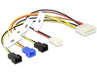 Delock Kabelvoeding Molex 4-pins stekker > 4 x 2-pins ventilator (12 V / 7 V / 5 V) 20 cm