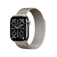 Apple Watch Series 11 GPS + Cellular 42 mm Smartwatch met kast van naturel titanium, naturel Milanees bandje. Slaapscore, conditie bijhouden, gezondheid monitoren, Always‑On display, waterbestendig