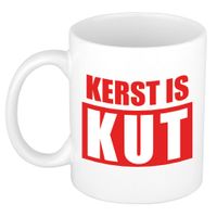 Kerst is kut cadeau mok/beker rood bedrukt Kerstmis 300 ml   -