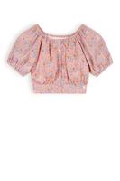 NoNo Meisjes blouse cropped met puffy mouw - Tomas - Zand blush