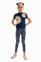 Lange legging met bloemen - BLUE - M