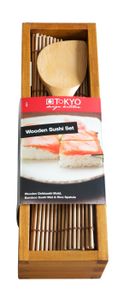 Houten Sushi set met Spatel en Mat - 26.5 x 6.5 x 7.8cm