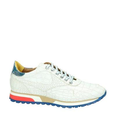 Lorenzi leren sneakers crocoprint wit Lorenzi leren sneakers crocoprint wit
