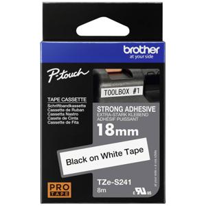 Brother TZe-S241 Labeltape extra sterk klevend Tapekleur: Wit Tekstkleur: Zwart 18 mm 8 m