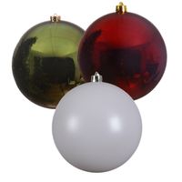 3x stuks grote kerstballen van 20 cm glans van kunststof groen wit en rood