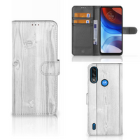 Motorola Moto E7i Power | E7 Power Book Style Case White Wood - thumbnail