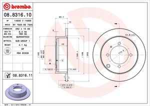 Remschijf BREMBO, Remschijftype: Massief, u.a. für Mitsubishi, KIA, Hyundai