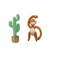 Opblaasbare tropische set cactus met aap   -