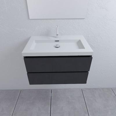 Mueller Brazil badmeubel 80cm hoogglans antraciet 1 kraangat Mueller Brazil badmeubel 80cm hoogglans antraciet 1 kraangat