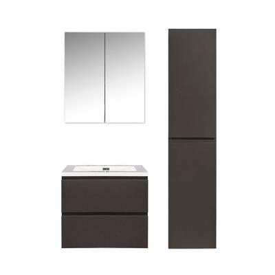 Badkamermeubel Set Callisto Diamond Hangend 60x50x48cm Mat Grijs Softclose Greeploos Mineraalmarmer Wastafel 1 Kraangat Overloop met Spiegelkast en Badkamerkast Badkamermeubel Set Callisto Diamond Hangend 60x50x48cm Mat Grijs Softclose Greeploos Mineraalmarmer Wastafel 1 Kraangat Overloop met Spiegelkast en Badkamerkast