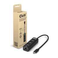 Club3D CSV-1549 USB Type-C 3.2 Gen1 naar 3-poorts USB Type-A Hub met Gigabit Ethernet