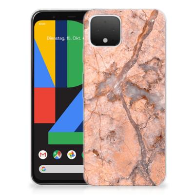 Google Pixel 4 TPU Siliconen Hoesje Marmer Oranje Google Pixel 4 TPU Siliconen Hoesje Marmer Oranje