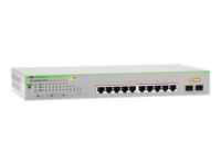 AT GS95010PS - Switch - Beheerd - 8 x 101001000 (PoE+) + 2 x Gigabit SFP-combinatie - desktop, rack-uitvoering, wandbevestiging - PoE+ (75 W)