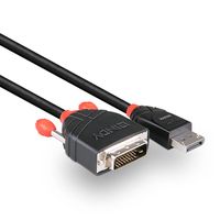 LINDY 41492 DisplayPort-kabel DisplayPort / DVI Adapterkabel DisplayPort-stekker, DVI-D 24+1-polige stekker 3.00 m Zwart - thumbnail