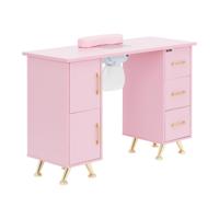 Nageltafel met zuignap - roze en goudkleurig - 3 lades - nagelpad
