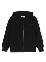 MSGM Kids hoodie zippé à logo imprimé - Noir