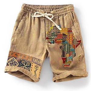 Voor heren Korte broek Zomer korte broeken Strandshorts Trekkoord Elastische taille 3D-afdrukken Grafisch Ademend Zacht Korte Casual Dagelijks Feestdagen Ontwerper Etnische stijl Licht Bruin blauw Lightinthebox