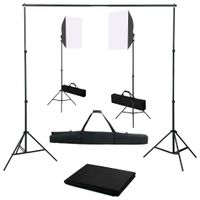 VidaXL Fotostudioset met softboxlampen en achtergrond - thumbnail