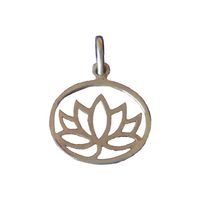 Zilveren Hanger Lotus Rond - 18 x 15 mm - thumbnail