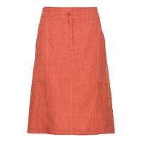 Linnen rok in A-lijn met rits en knoop, klei 38