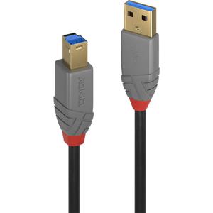 LINDY USB-kabel USB 3.2 Gen1 (USB 3.0 / USB 3.1 Gen1) USB-A stekker, USB-B stekker 0.50 m Zwart 36740