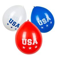 Boland 44962 - Latex ballonnen USA, 6 stuks, afmeting ca. 25 cm, 3 motieven assorti, Amerika, ballon, hangdecoratie, decoratie voor verjaardag, tuinfeest, themafeest
