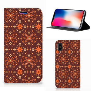 Apple iPhone X | Xs Hoesje met Magneet Batik Brown