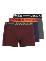 JACK & JONES Set van 3 boxershorts voor heren, bordeauxrood/grijs, L