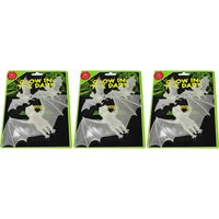 9x stuks glow in the dark horror decoratie vleermuizen 21 cm   -