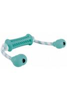 Denta Fun stick met touw, natuurlijk rubber, 9 cm/37 cm - MINT SMAAK, Masseert het tandvlees!