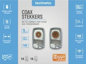 Enzo Technetics Set 2 stuks coaxpluggen haaks metaal 4G - 2074010