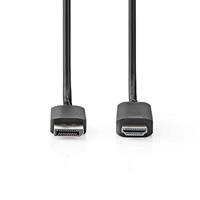 DisplayPort-Kabel - DisplayPort Male - HDMI Connector - 4K@60Hz - Vernikkeld - 2.00 m - Rond - PVC - Zwart - Polybag