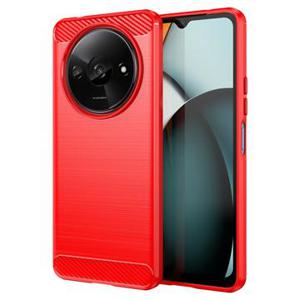 Xiaomi Redmi A3 Geborsteld TPU Hoesje - Koolstofvezel - Rood