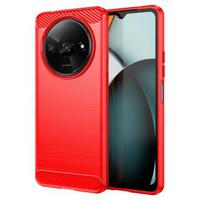 Xiaomi Redmi A3 Geborsteld TPU Hoesje - Koolstofvezel - Rood