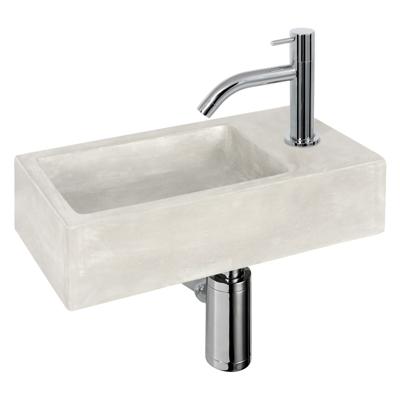 WC Fontein Ravo Gebogen Kraan | Fonteinset Beton met Chroom | Betonnen Wastafel WC Fontein Ravo Gebogen Kraan | Fonteinset Beton met Chroom | Betonnen Wastafel