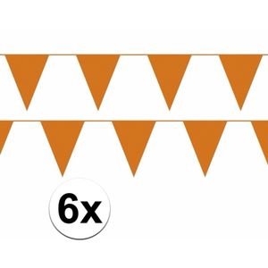 6x oranje plastic slingers 60 meter   -